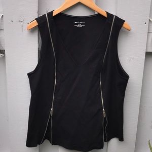Lane Bryant black zippered sleeveless top knit material size 14/16